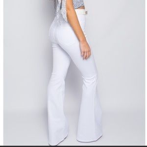 White high waist flare jeans